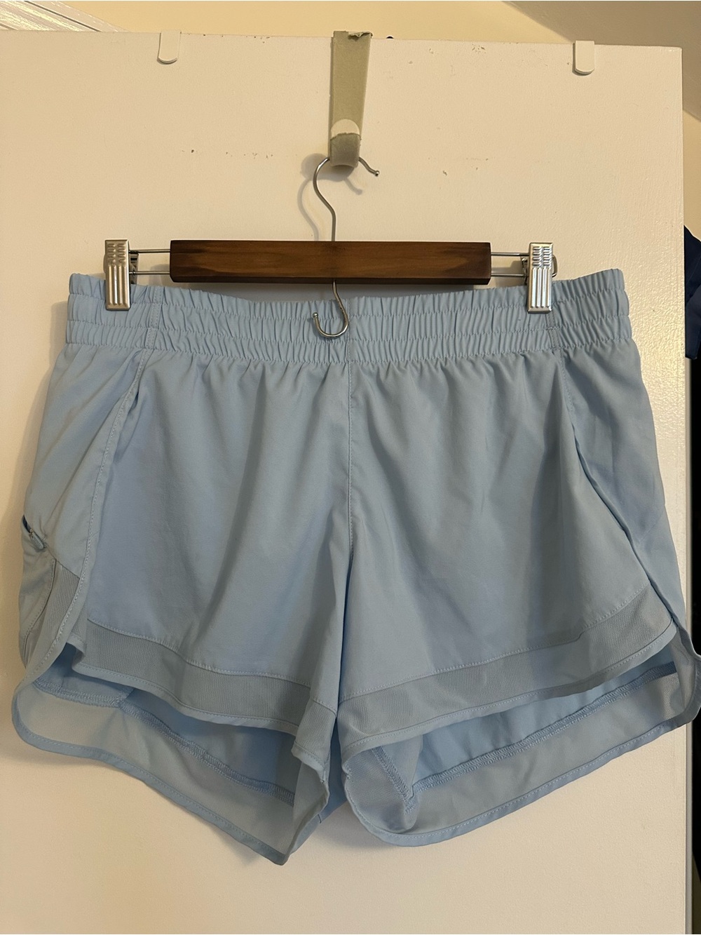 Athleta Light Blue Mesh Racer Run Short